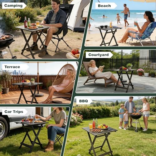 SUNNYFEEL Folding Camping Table - Lightweight Aluminum Portable Picnic Table ...