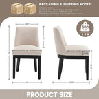 Modern Dining Chairs Set of 4 Comfortable Dining Room Chairs with Back, Linen Fabric Upholstered Kitchen Side Chairs with Black Wood Legs for Living Room, Beige