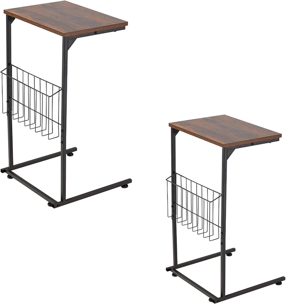 HOMREST End Table, Small Narrow Sofa Table for Couch and Recliner,C Shaped Si...