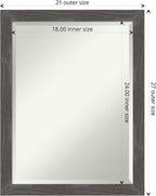 Amanti Art Grey Wall Mirror 27x21 Woodridge Rustic Grey Rectangle Bathroom Mirror for Wall Decor Living Room, Medium Country Rustic Wood Frame, Hangs Horizonally and Vertically, Bathroom Decor,