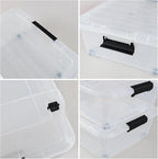 4-Pack 25 Quart Under Bed Plastic Storage Bins, Clear Under Bed Storage Box Container with Wheels