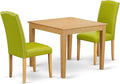 East West Furniture OXEN3-OAK-51 3 Piece Dinette Set for Small Spaces Contains a Square Dining Room Table and 2 Autumn Green Faux Leather Parsons Dining Chairs, 36x36 Inch, Oak