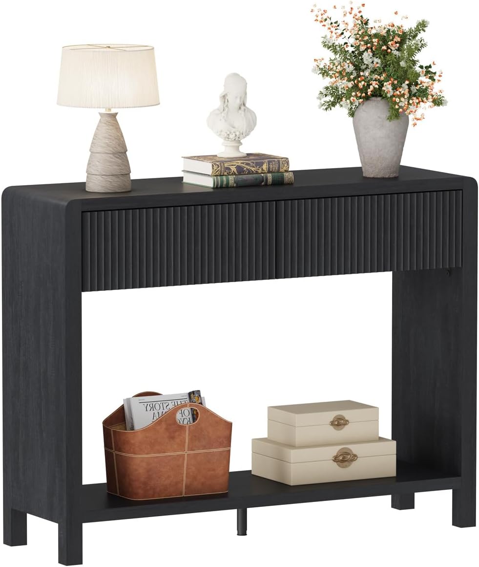 FATORRI Console Entryway Table, Modern Sofa Table with 2 Drawers for Living R...