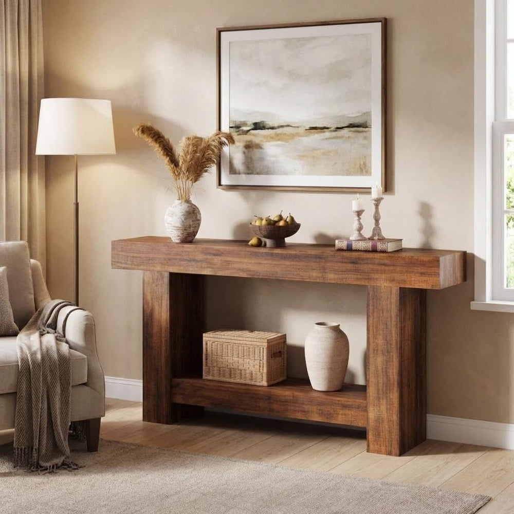 GAOMON 63" Farmhouse Console Table for Entryway - 2-Tier Storage Shelf, ...
