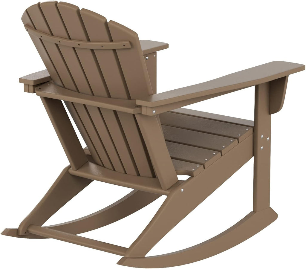 WestinTrends Dylan Outdoor Patio Poly Plastic Adirondack Rocking Chair, Weathered Wood