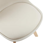 LSSBOUGHT Mid Century Modern Dining Chairs,Shell Lounge Plastic Side Chair with Soft Padded and Wooden Legs for Dining Room Living Room Bedroom Kitchen Set of 2 (Cream)