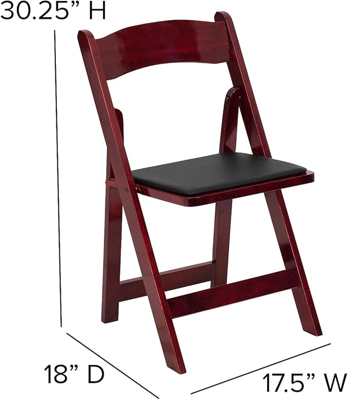 Flash Furniture 2 Pack HERCULES Series Mahogany Wood Folding Chair with Vinyl...