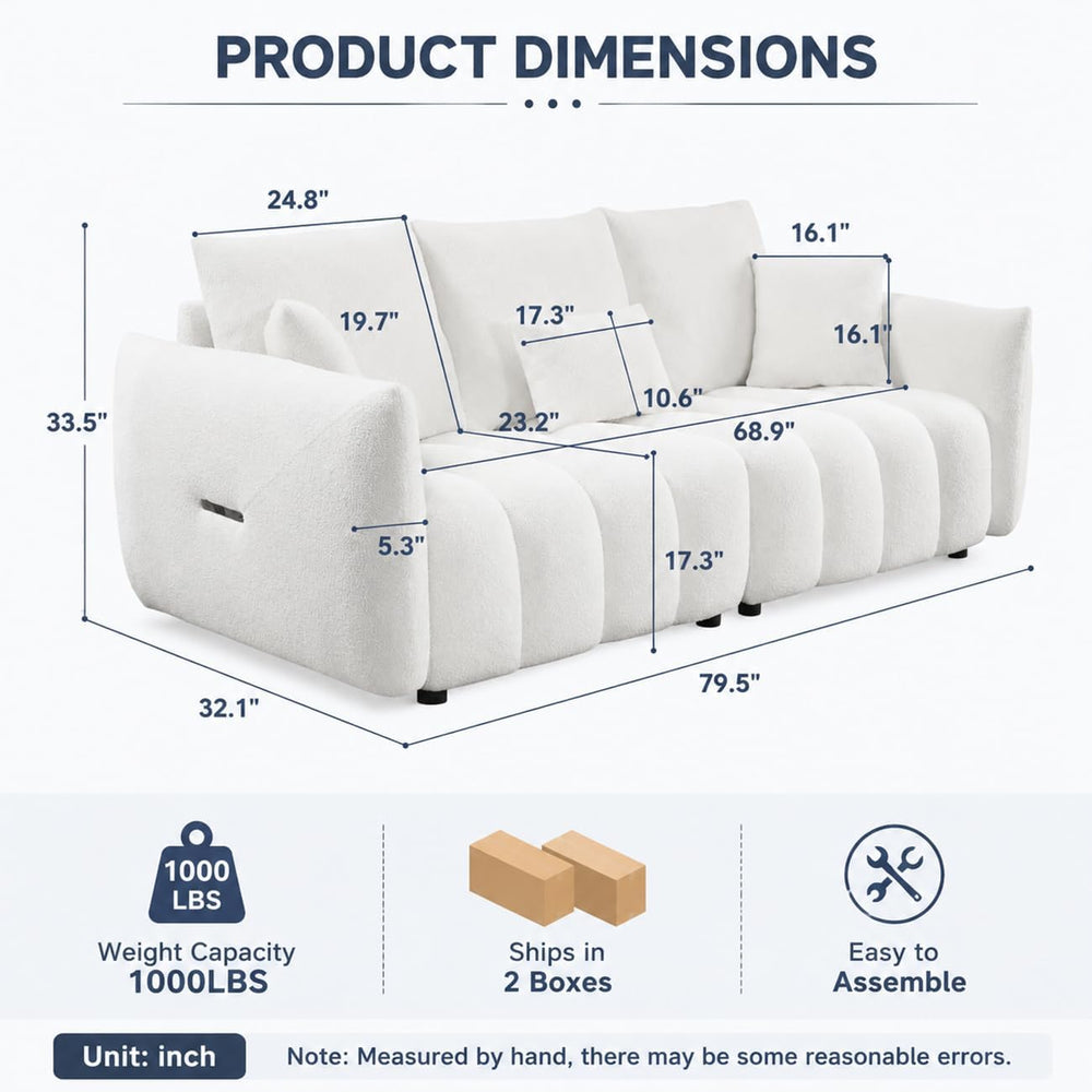79.5" Boucle Sofas for Living Room, 3-Seater Couch for Apartment, Beige