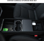 Center Console Organizer Control Lower Bottom Storage Box 4PC Compatible with 2024 2025 Tesla Model 3 Highland