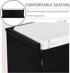 42″ Storage Bench with 2 Drawers and 2 Cabinets，Multipurpose Entryway Shoe Rack W/Removable Cushion，for Living Room Hallway Porch,Black