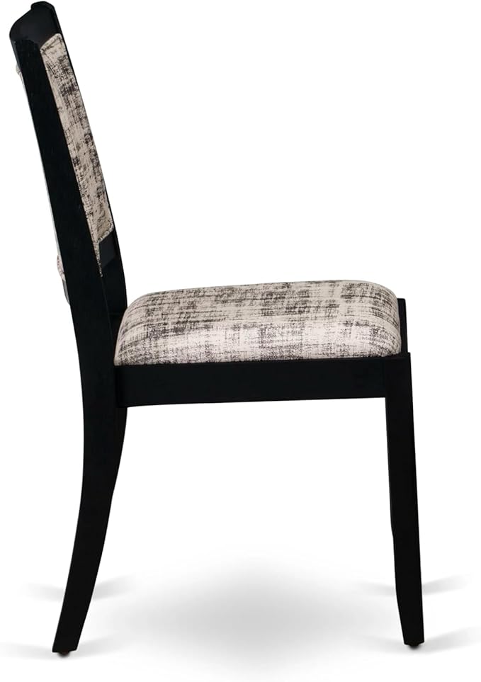 X12X2-006-30 - 13-piece Dining Room Table Set a Rectangular Kitchen Table and 12 Wire Brushed Black Polyester Fabric Stackable Chair, 39x120 Inch, Wire Brushed Black