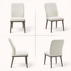 Stylish Dining Chairs Set of 4, Upholstered Parsons Dining Room Chair with Nailhead Trim, Kitchen Room Chair with Thick Cushions and Wood Legs, Modern Contemporary, Beige