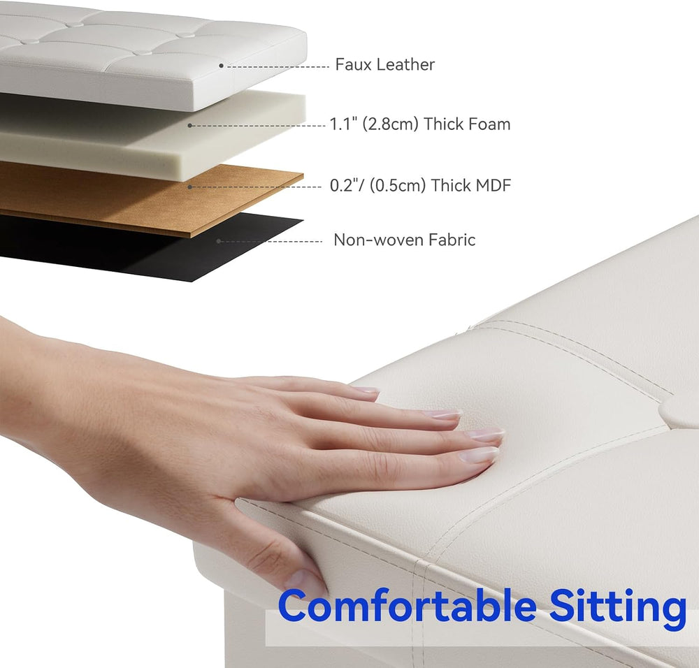 BRIAN & DANY 30 Inches Storage Ottoman Bench, Faux Leather Ottoman with S...