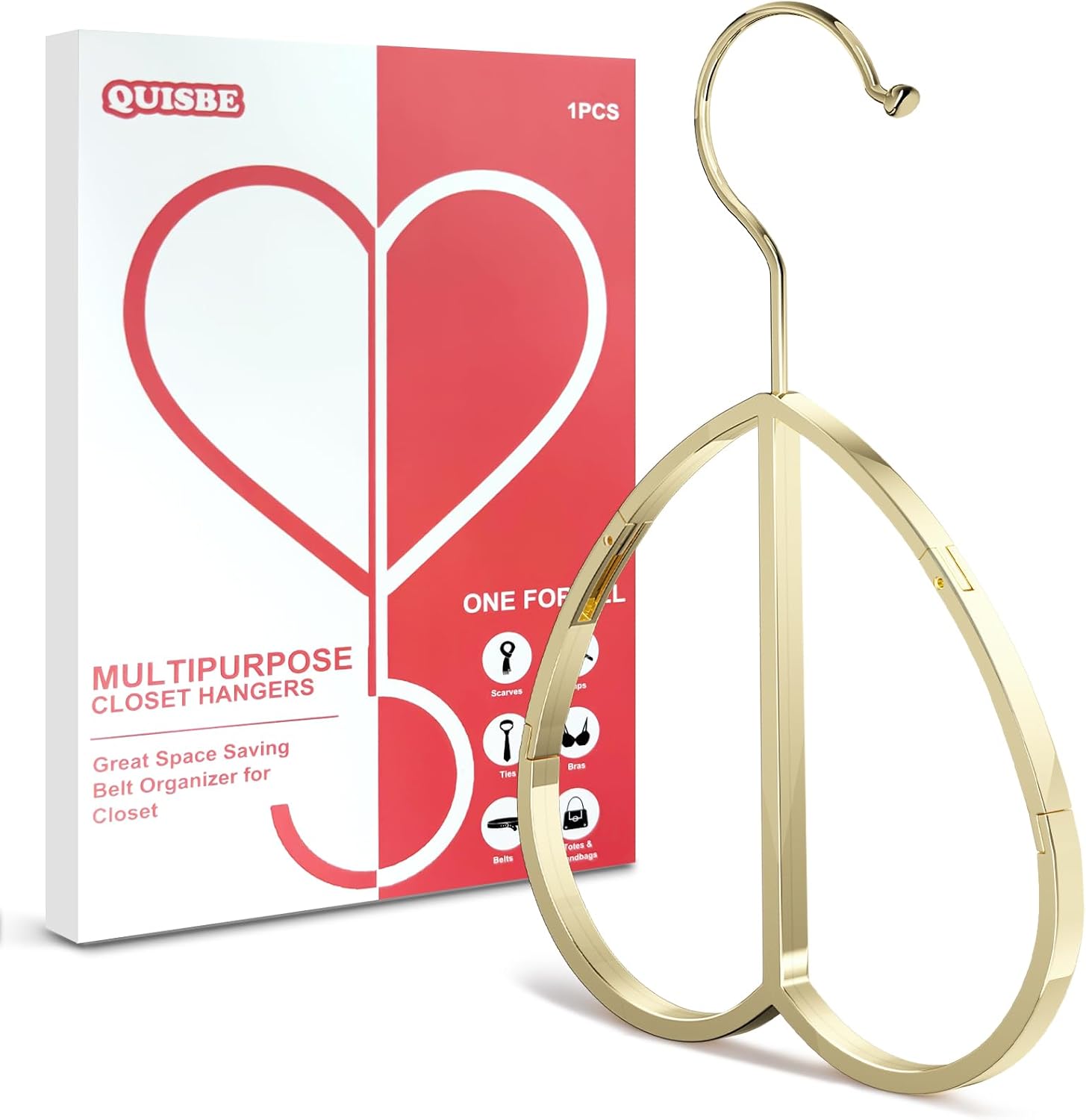 Multipurpose Closet Hangers- Tie and Belt Hanger for Closet- Ideal for Storing Belts, Ties, Scarfs, Baseball Hats, Purses & More- Great Space Saving Belt Organizer for Wardrobe
