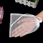 TecUnite 10 Pcs Mesh Bags Drawstring Laundry Bags Large Nylon Mesh Gift Dishwasher Bag with Sliding Drawstring for Kitchen Jewelry Gifts Wedding Favor Home(5.5 x 7.5 Inch,White)