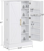 BarberPub Storage Cabinet, Multi-Functional Beauty Salon Organizer with Hinged Door, Adjustable Shelves, for Spa, Home, Office 2024 (White)