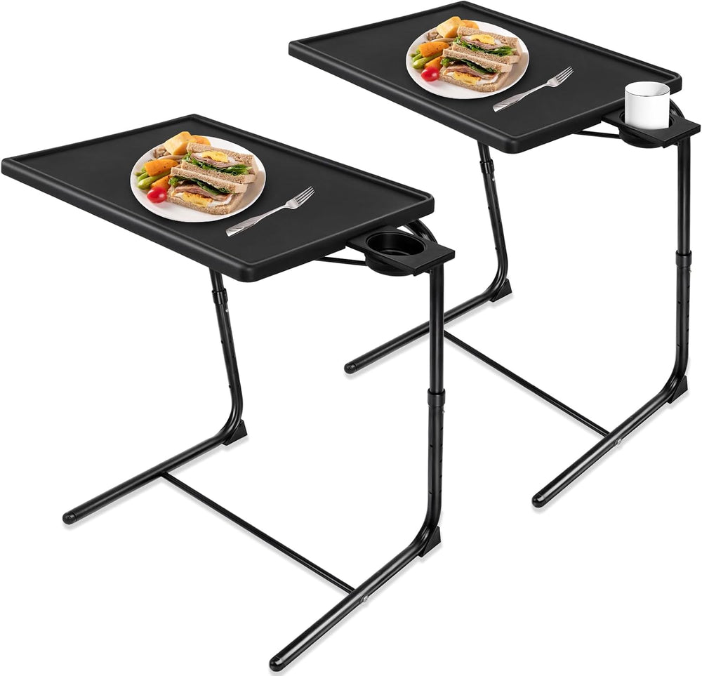 TV Tray Table, TV Dinner Table with 3 Tilt Angles and 6 Height Adjustments, F...