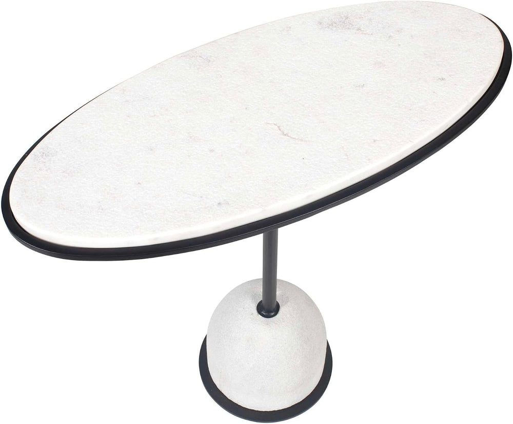 Morro Oval Side Table, White Marble