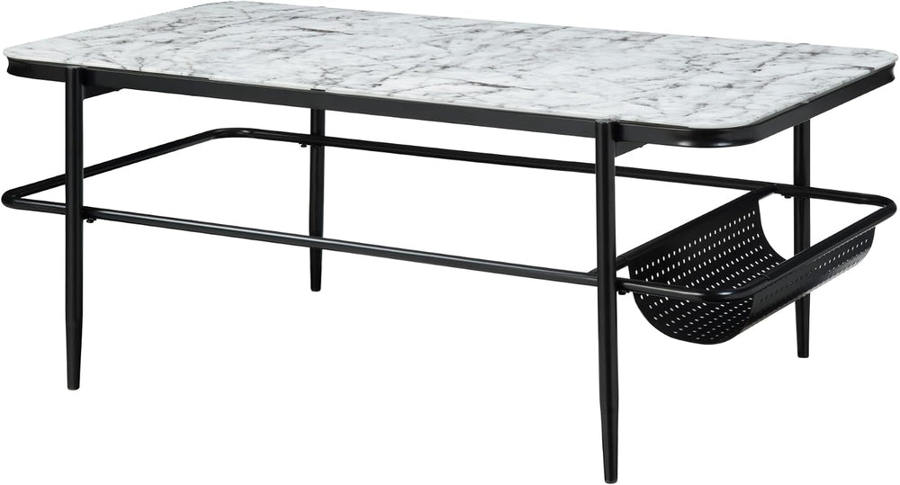 3pc Occasional Table Set with Tempered Glass and Metal Base | Includes 1 coff...