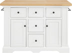 Crosley Furniture Julia Wood Top Kitchen Island with Storage Drawers, Shelves, and Spice Rack, White