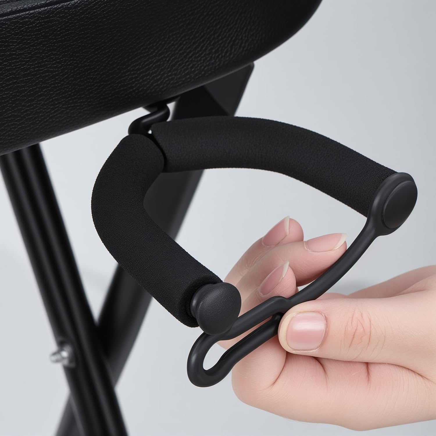 Folding Guitar Stool Chair with Padded Seat, Ergonomic Backrest & Built-in Stand - Heavy Duty Portable Seat for Acoustic, Electric, Bass Guitar Practice & Performance Black
