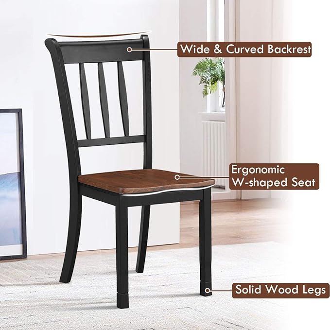 Giantex Wood Dining Chairs Set of 2, Armless Kitchen Chairs w/Solid Rubber Wo...