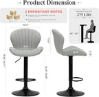 COLAMY Bar Stools Set of 6, Modern Swivel Bar Chairs, Adjustable Faux Leather Upholstered Barstools Counter Height with High Backrest for Bar, Kitchen Island, Dining Room, Grey