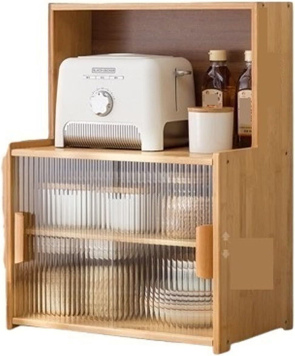 Kitchen Storage Cabinet, Countertop Cabinet with Sliding Door, Pantry Storage...