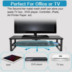 Monitor Stand with drawer, 2-Tier Monitor Stand Riser with Phone Holder and Cable Management - Desk TV Shelf, Laptop Printer, Desk Organizer Stand, for Home & Office, Black