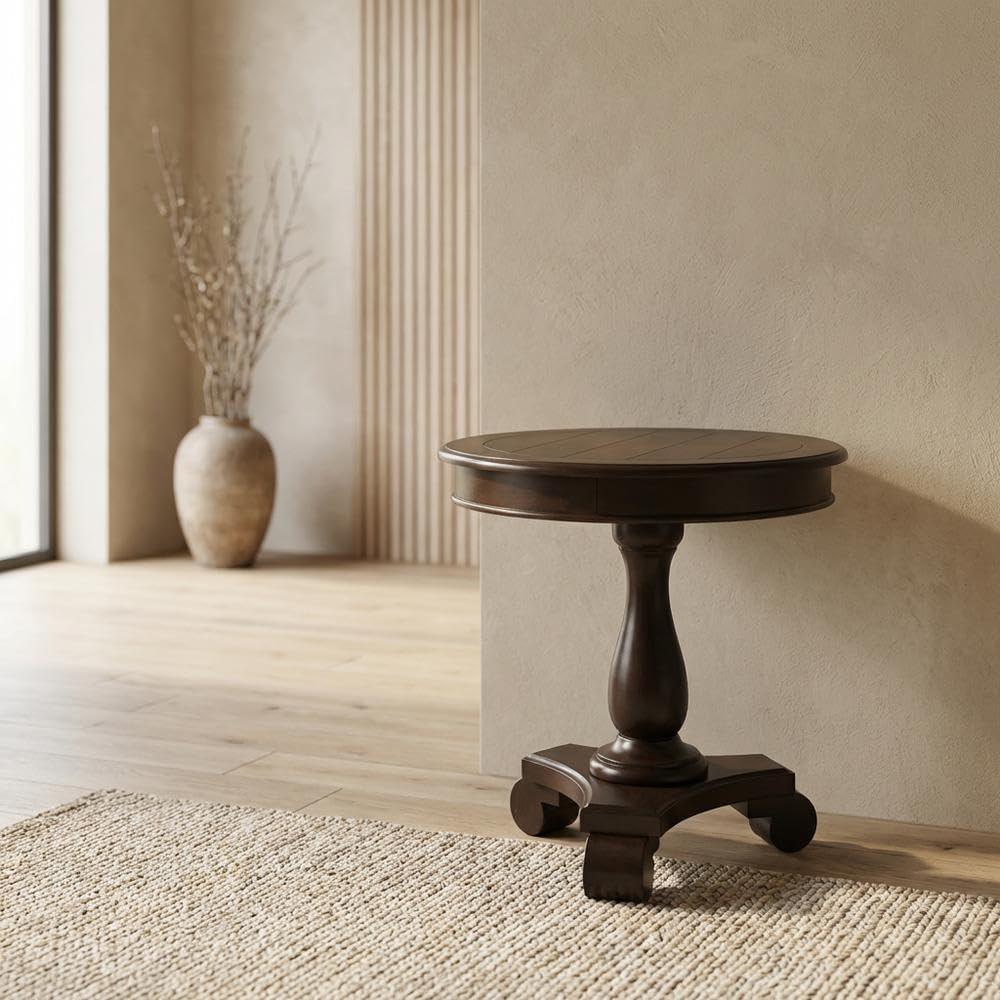Furnifact Espresso, Pedestal Table, MDF Construction, Pedestal Base, Durable ...