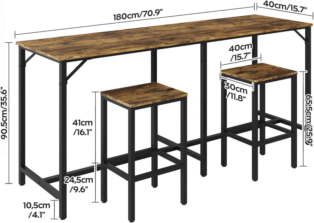 YATINEY 70.9" Bar Table and Chairs Set, Dining Table and Chair Sets, 3 P...
