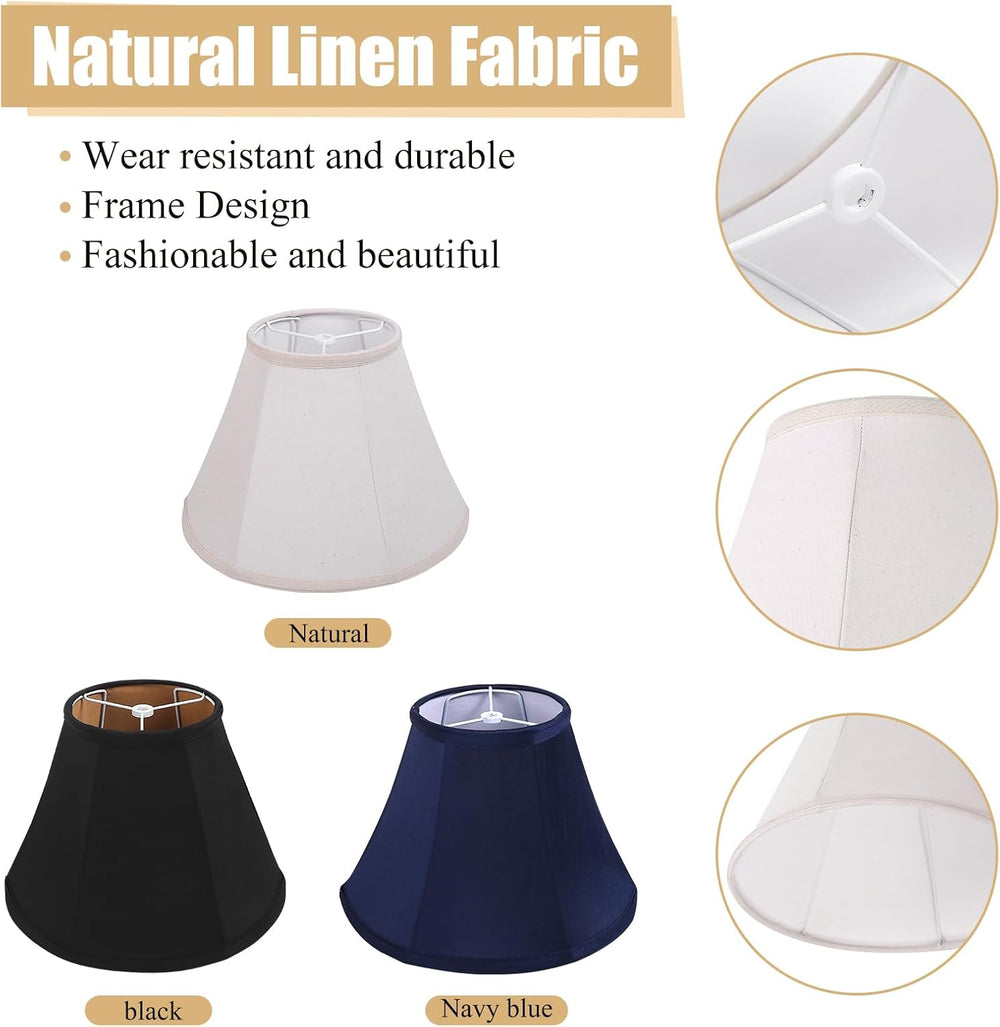 KD Lamp Shades Set of 2, 6x12x8.5 inch Natural Linen Lamp Shades for Table La...