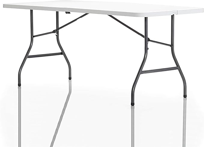 Cosco 6ft Fold-in-Half Blow Molded Folding Table, Indoor/Outdoor, Comfort Handle, Lightweight Plastic Construction - White
