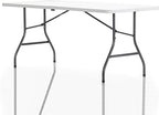 Cosco 6ft Fold-in-Half Blow Molded Folding Table, Indoor/Outdoor, Comfort Handle, Lightweight Plastic Construction - White