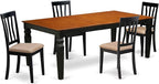 East West Furniture LGAN5-BCH-C 5 Piece Kitchen Table Set for 4 Includes a Rectangle Dining Room Table with Butterfly Leaf and 4 Linen Fabric Upholstered Chairs, 42x84 Inch, Black & Cherry
