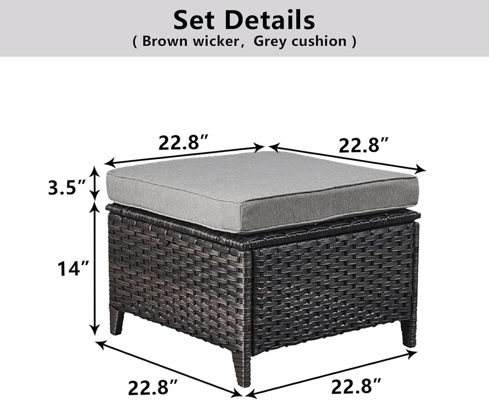 Belord Outdoor Furniture Ottoman Set of 2 Patio Seating Footstool All-Weather...
