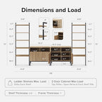 mopio Norwin 4 Piece Entertainment Center with Storage, 70" TV Stand, Industrial Modern Television Accent Cabinet, Oak Wood Media Console Table with 5-Tier Shelf Bookcase (5-Tier Cabinet Set)