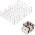 2Pk Acrylic CD Rack Clear, DVD Vinyl Record Display Stand | Scratch-Resistant Thickened Acrylic — Holds 14 Standard CD Cases Each (28 Total),fits Cassettes& Makeup Storage