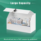 KYODOLED Wall Mount Medicine Lock Box, Drug Cabinet with Key, Large Capacity Secure Steel Prescription, First Aid Kit for Emergencies Home and School use, White, 12.2 * 5.9 * 7.87 inch