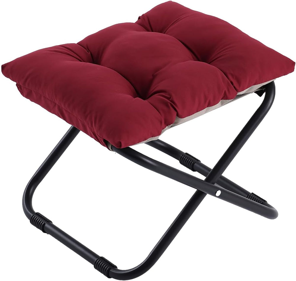 LITA Folding Footrest Stool, Portable Ottoman Foot Rest, Upholstered Small Fo...