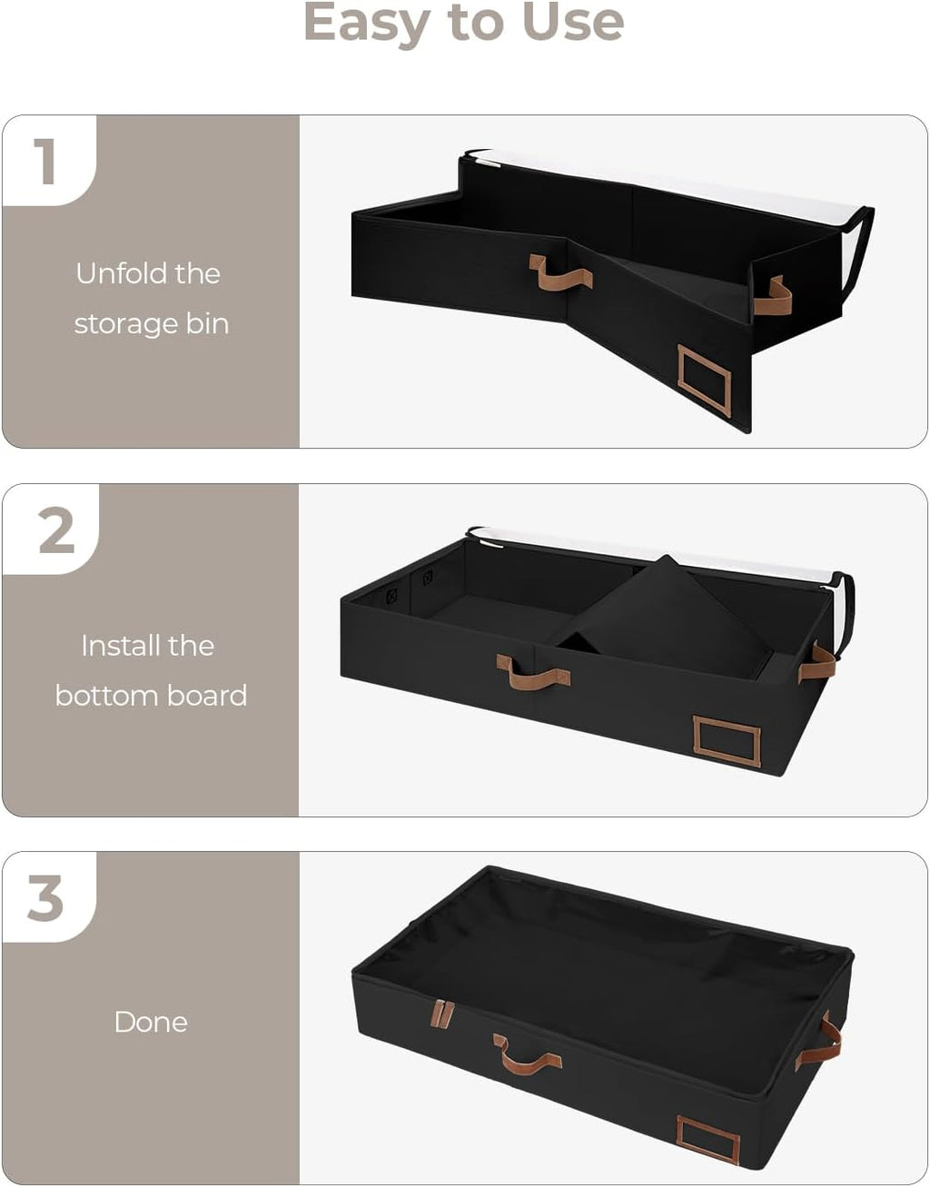 StorageWorks Large Under Bed Storage Containers with Handles and Label Holder, 2 Pack Ultra-thick Fabric Underbed Bins, Closet Organizer for Clothes, Blankets, Sweater