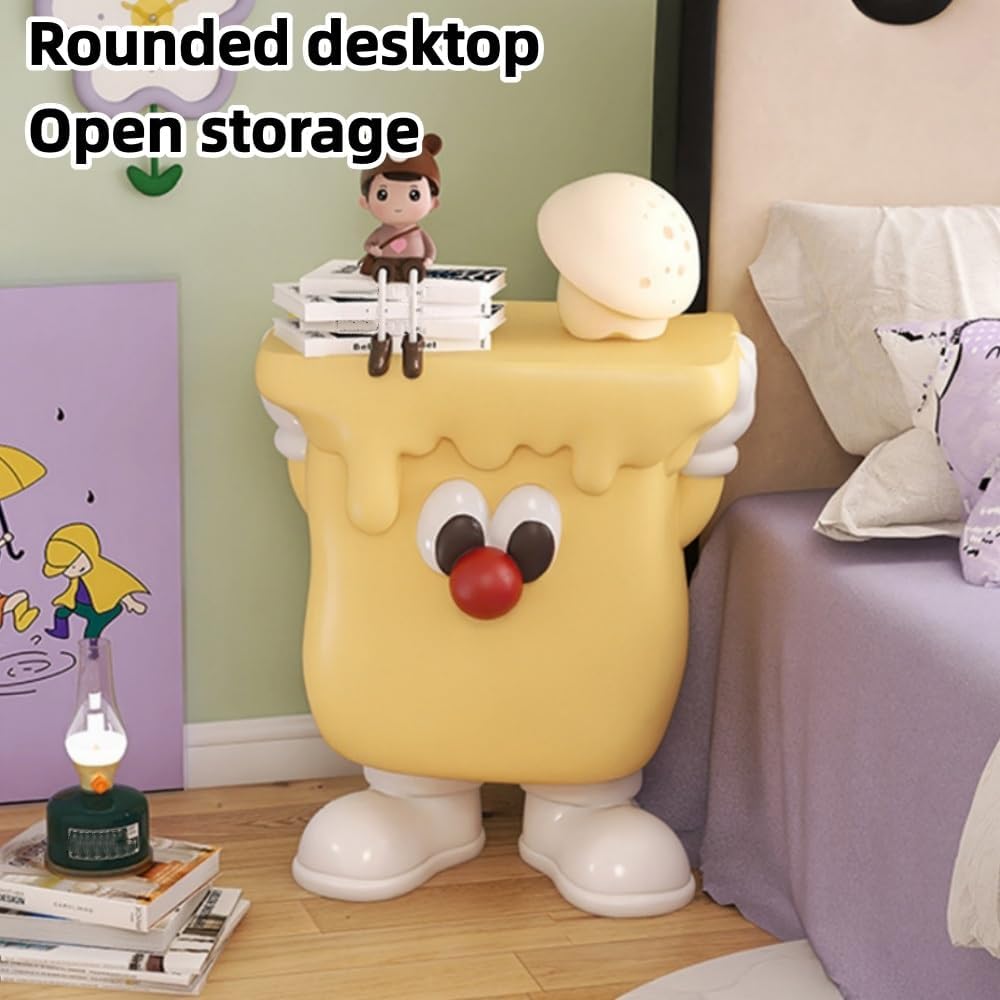 Modern Creative Resin Side Table, Cute Simple Bedside Table for Small Space, ...