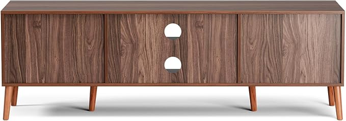 TV Stand for TVs up to 65'', Entertainment Center With Rattan Door, S...
