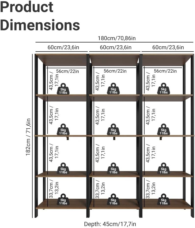 Madesa Kitchen Pantry Storage Rack with 15 Open Shelves 70" L Multiuse M...