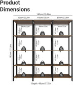 Madesa Kitchen Pantry Storage Rack with 15 Open Shelves 70" L Multiuse Modular Cabinet for Kitchen Organization (Black/Brown)