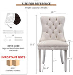 Mid Century Modern Dining Chairs Set of 4, Beige Velvet Upholstered Tufted Back, Kitchen & Dining Room Chairs, Brushed Silver Metal Legs, Nailhead Trim, Sillas para Comedor (Beige, 4 Pcs)