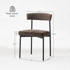 Grey Fabric Dining Chairs Set of 2, Armless Upholstered Kitchen Chair,Modern Dining Room Chair with Curved Backrest