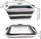 SAMMART Collapsible Plastic Rectangular Laundry Basket - Foldable Pop Up Storage Container/Organizer - Portable Laundry Hamper - Space Saving (White/Steel Grey, 42L)