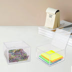 2 Pack Clear Acrylic Organizer with Lid for Paper Clips,Sticky Note,Qtip,Cotton Balls,Hair Ties Holder Acrylic Box for Home Office Bathroom Desk Organizer