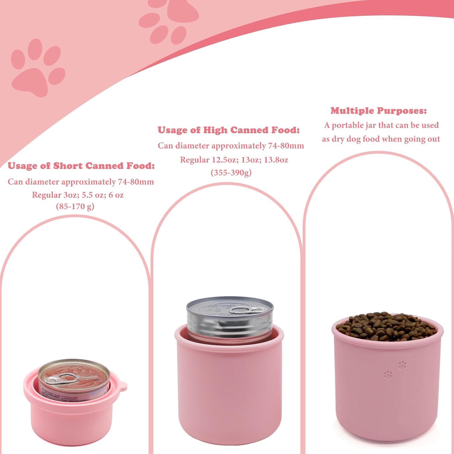 Original Canned Dog Food Storage Container | Silicone Can Cover Pet Food Sealer | BPA Free, Airtight, Dishwasher & Freezer Safe (Pink)